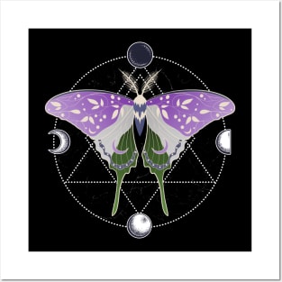 Genderqueer Luna Moth Celestial Cottagecore LGBT Pride Flag Posters and Art